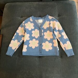 EUC HUX Blue Floral Button Cardigan Size 5